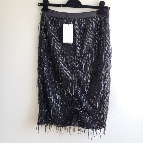 New Dorothee Schumacher Sequin Shimmer Black Pencil Midi Skirt NWT 6 US/Medium - Picture 8 of 13